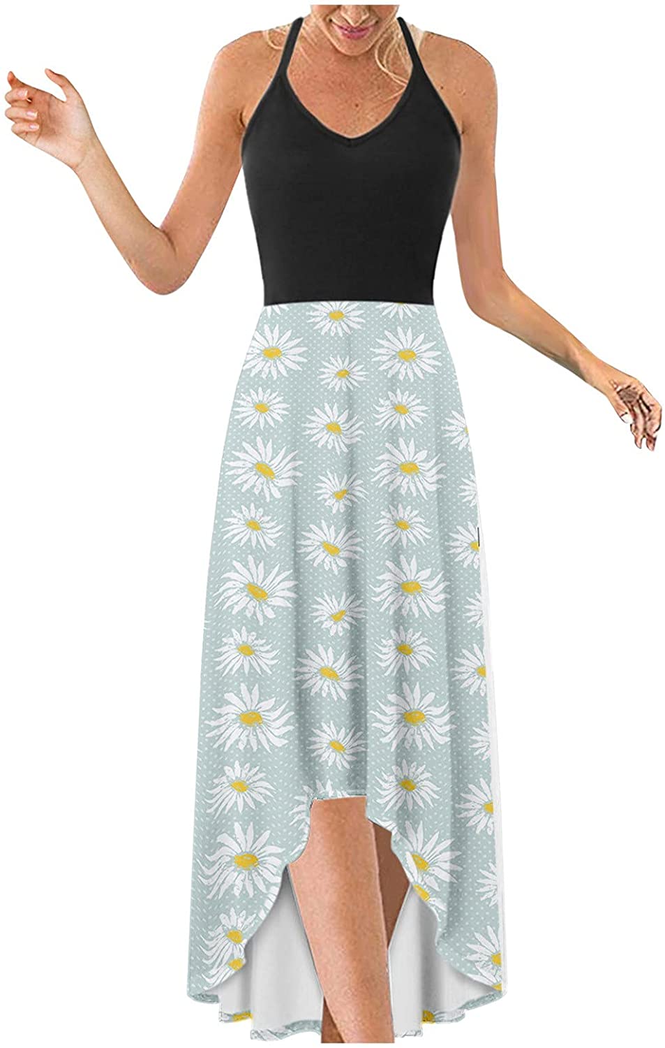 WYTong Womens V Neck Swing Dress Casual Summer Beach Dresses Elegant Irregular Party Dress Strap Dre