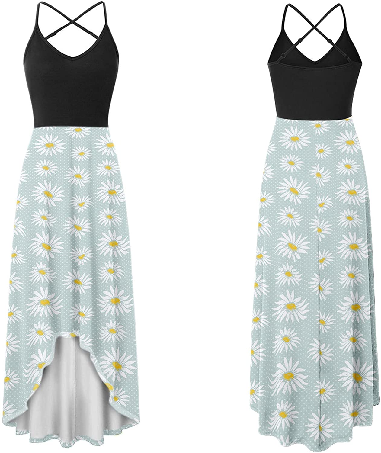 WYTong Womens V Neck Swing Dress Casual Summer Beach Dresses Elegant Irregular Party Dress Strap Dre