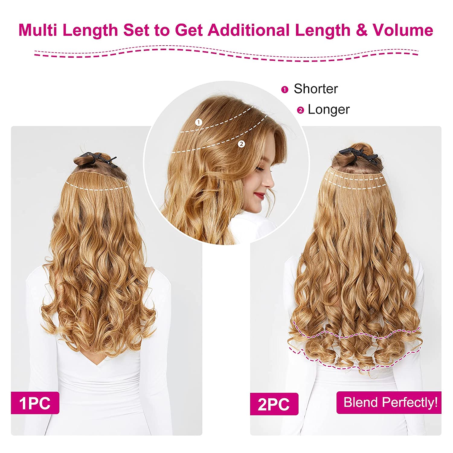 REECHO 2 Pack Halo Hair Extensions, 18