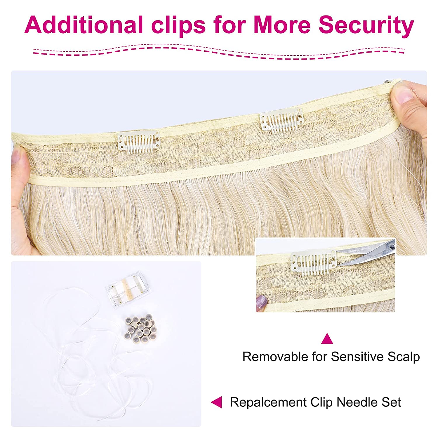 REECHO 2 Pack Halo Hair Extensions, 18