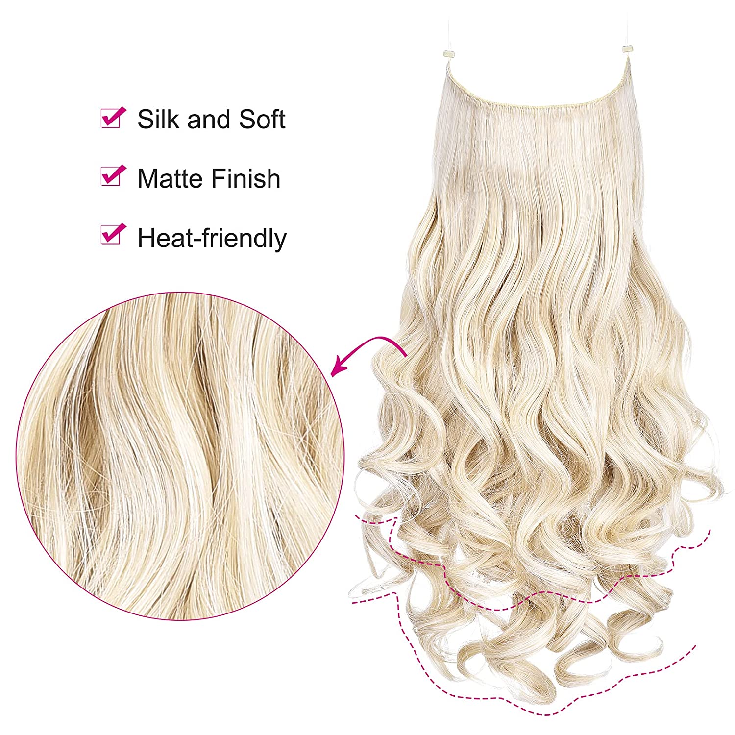 REECHO 2 Pack Halo Hair Extensions, 18