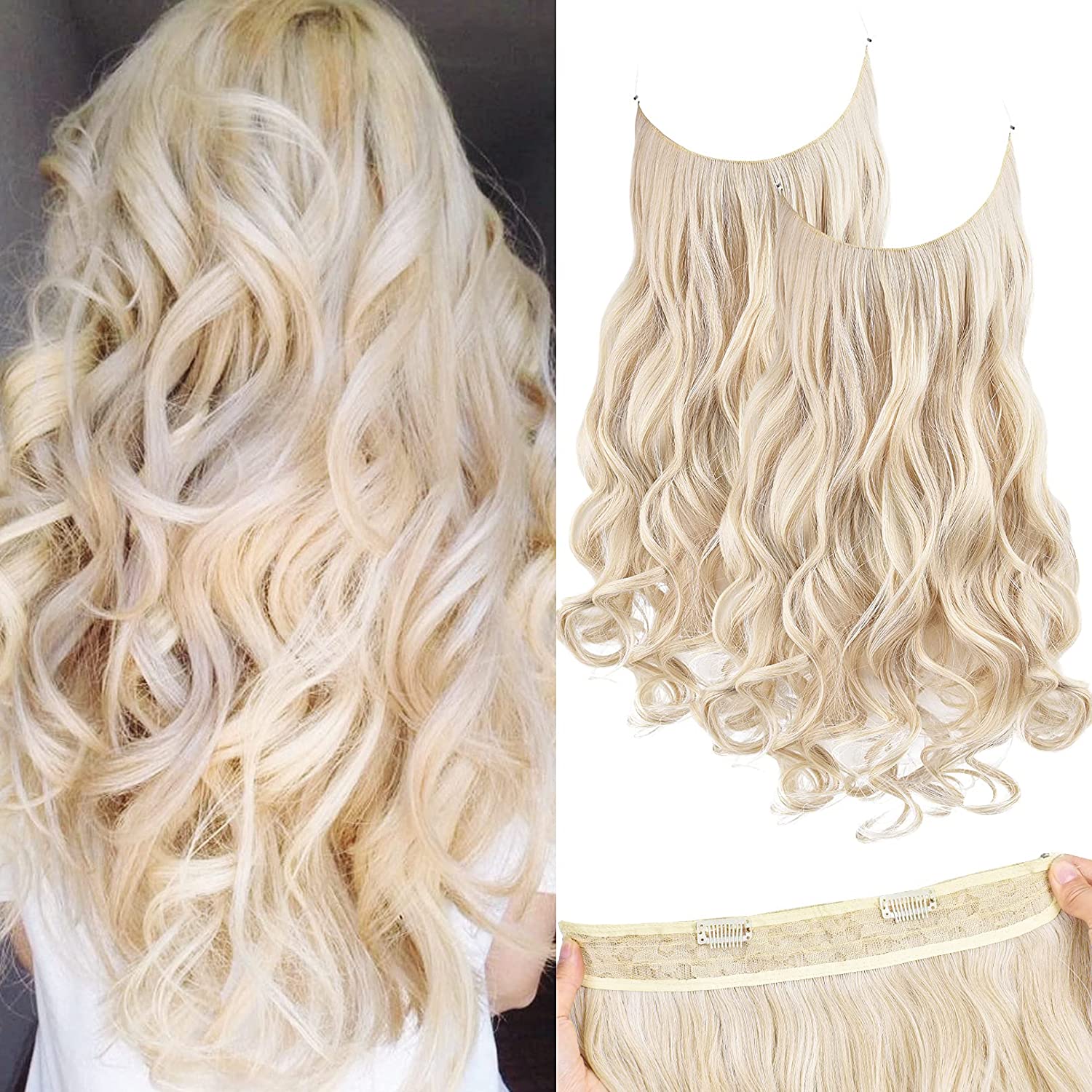 REECHO 2 Pack Halo Hair Extensions, 18