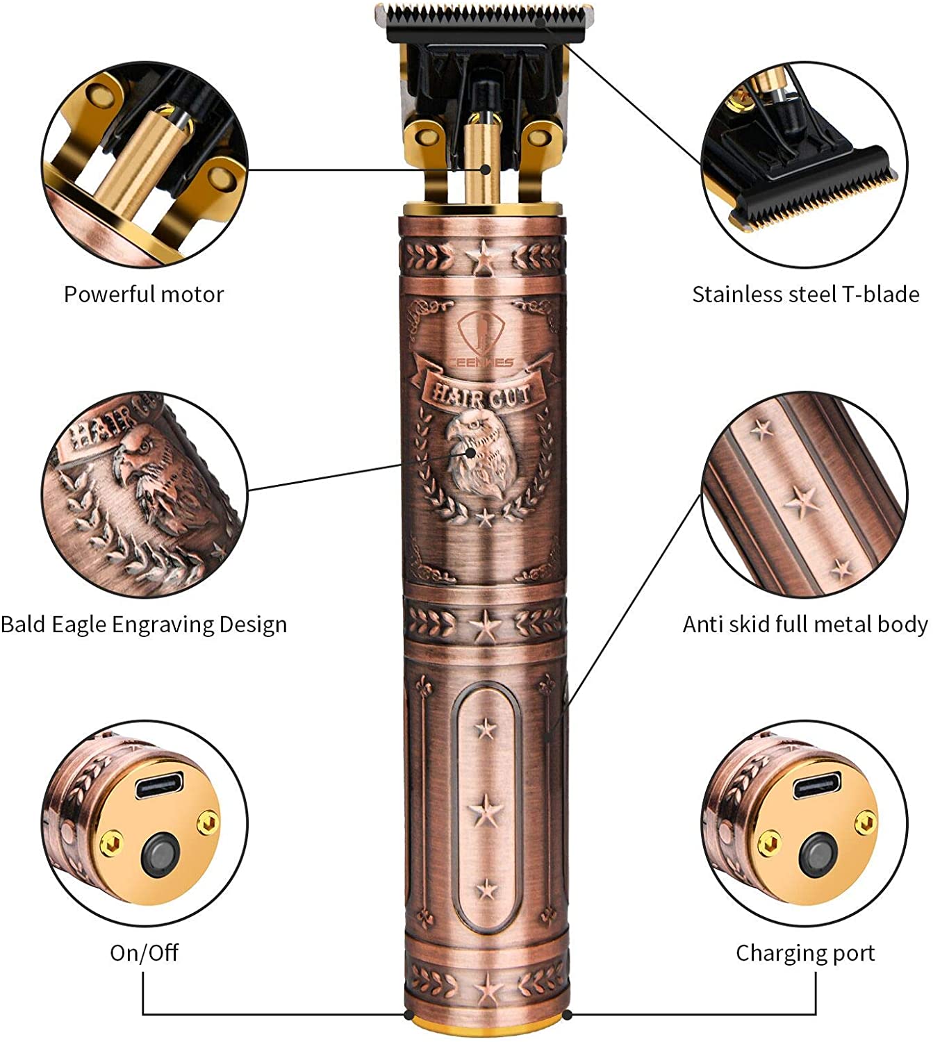 Ceenwes Zero Balde Hair Trimmer Pro T Outline Clippers T Blade Trimmer Cordless Zero Gapped Trimmer