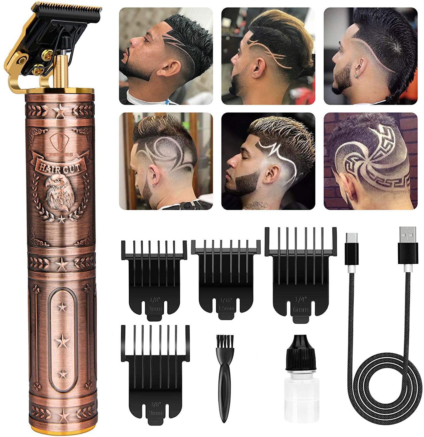 Ceenwes Zero Balde Hair Trimmer Pro T Outline Clippers T Blade Trimmer Cordless Zero Gapped Trimmer