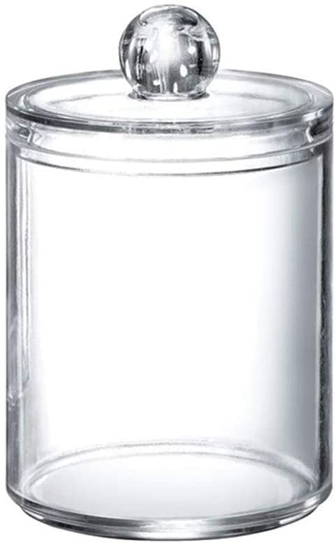 qiuqiu Acrylic Multifunctional Round Receive Box Jewelry Box,Cosmetic Make-up Cotton Swabs Transpare