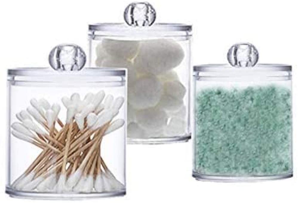 qiuqiu Acrylic Multifunctional Round Receive Box Jewelry Box,Cosmetic Make-up Cotton Swabs Transpare