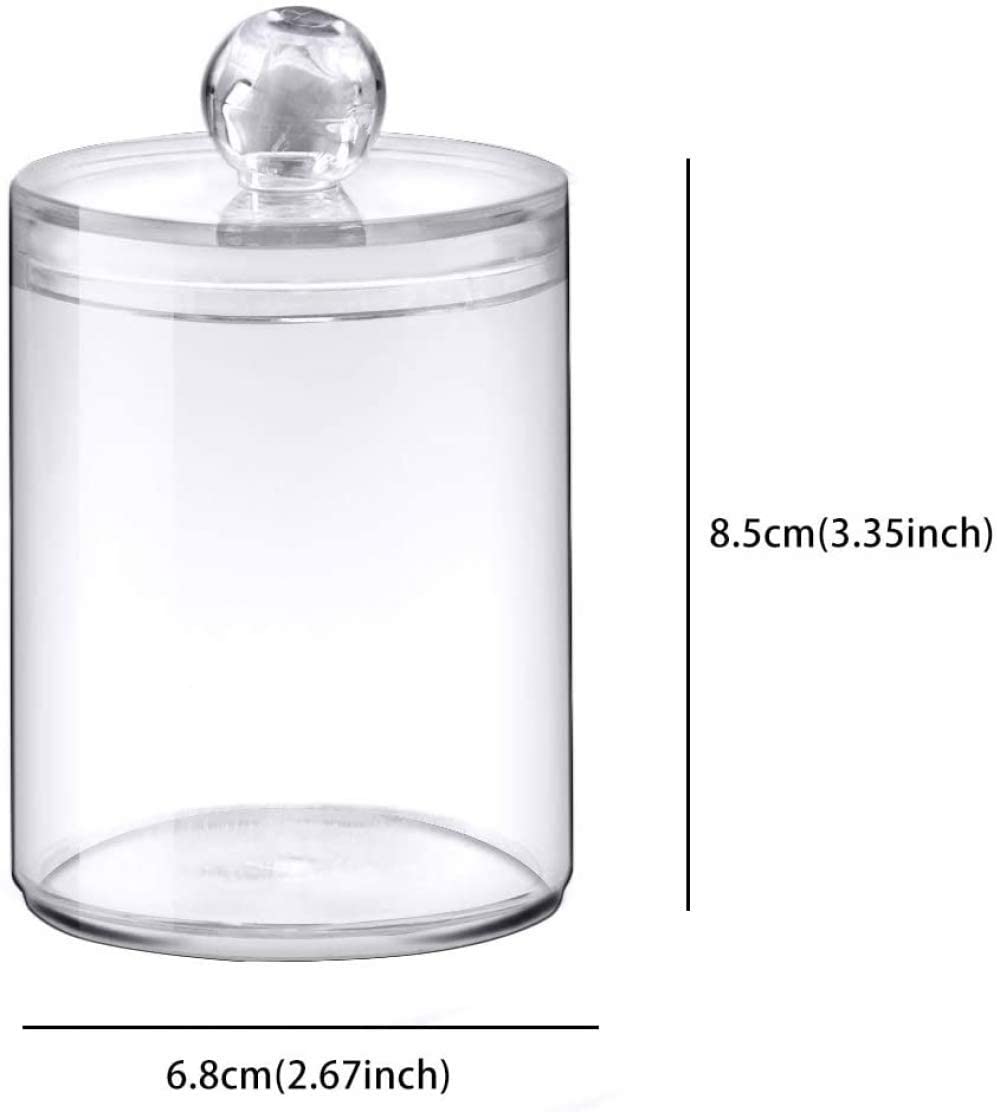 qiuqiu Acrylic Multifunctional Round Receive Box Jewelry Box,Cosmetic Make-up Cotton Swabs Transpare