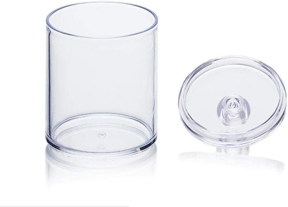 qiuqiu Acrylic Multifunctional Round Receive Box Jewelry Box,Cosmetic Make-up Cotton Swabs Transpare
