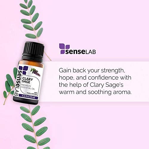 SenseLAB Clary Sage Essential Oil - 100 % Pure Extract Clary Sage Oil Therapeutic Grade - Soothing a