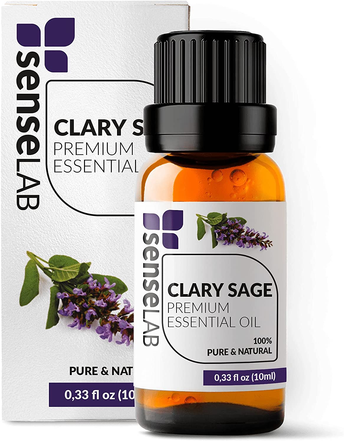SenseLAB Clary Sage Essential Oil - 100 % Pure Extract Clary Sage Oil Therapeutic Grade - Soothing a