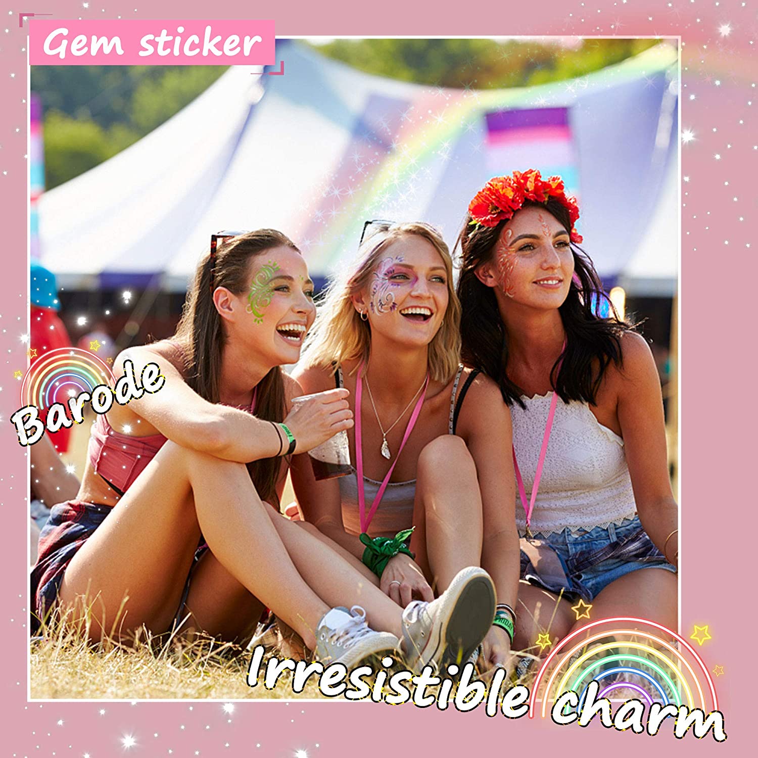 Face Jewels Stickers Gems, 9 Sheets Eye Body Face Gems, Rhinestone Eye Body Jewels Stickers, Self Ad