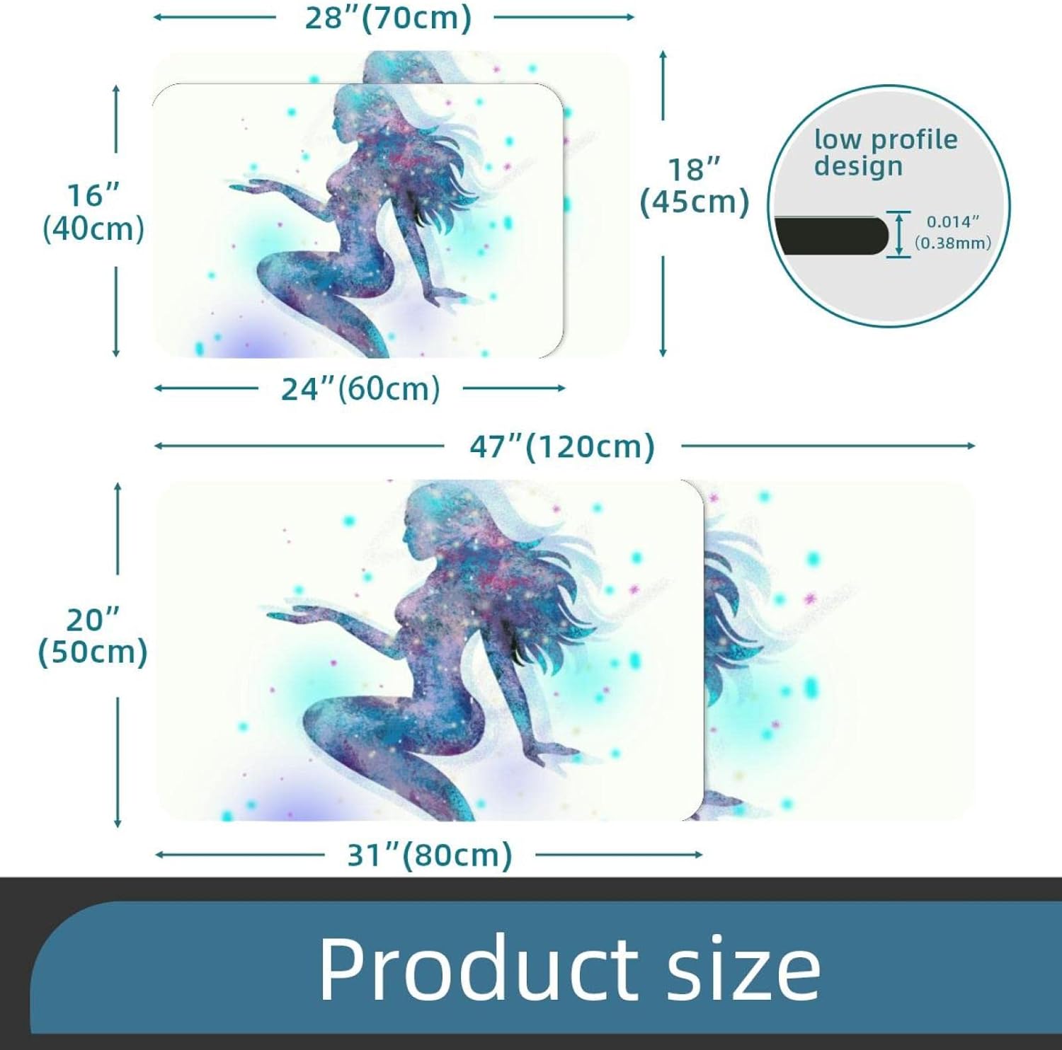 Mouse Pad Fantasy Mermaid Mouse Mat Waterproof Non-Slip Rubber Base for Office Home Gaming Working 1