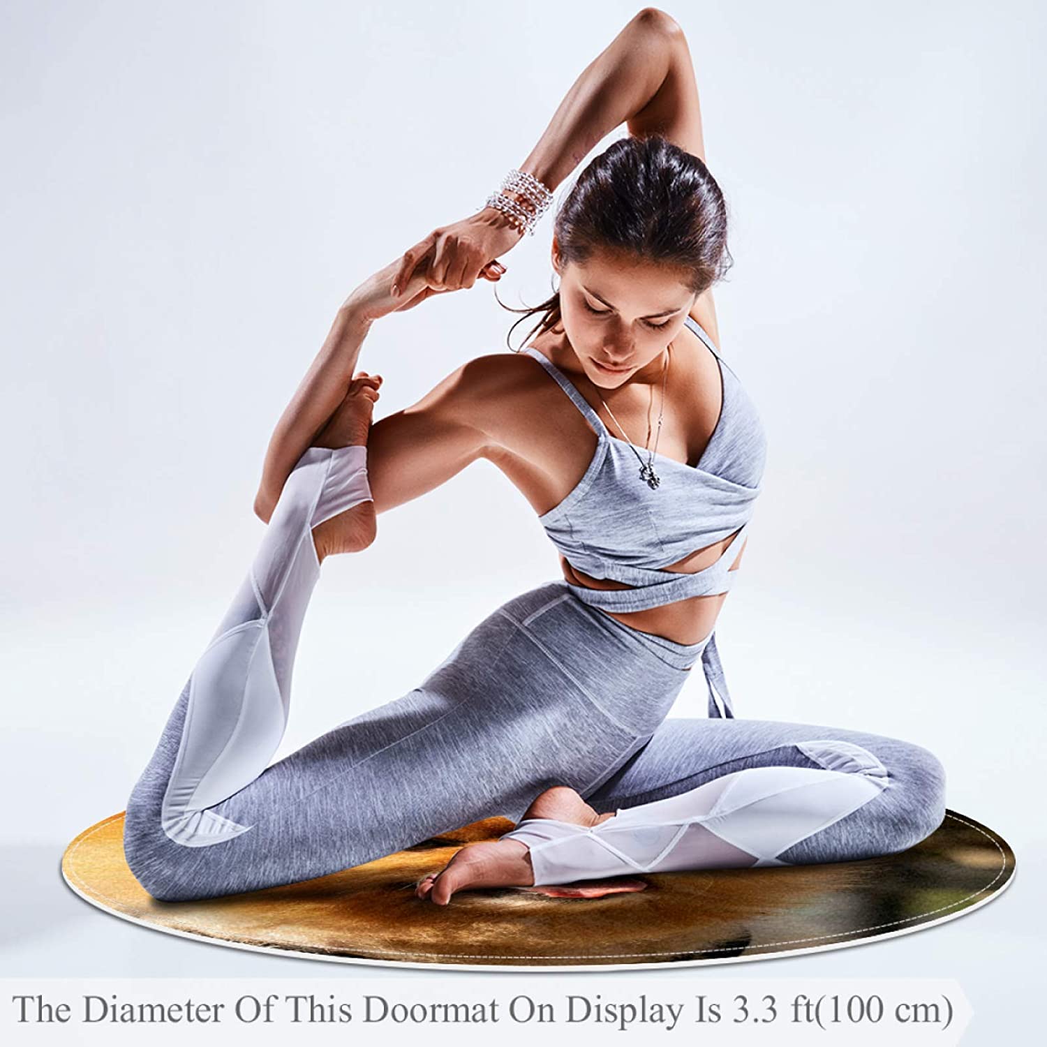 Pet Round Mat Yellow Pomeranian Feeding Mat Colorful for Pet Dogs Cats Beds 31.5x31.5in