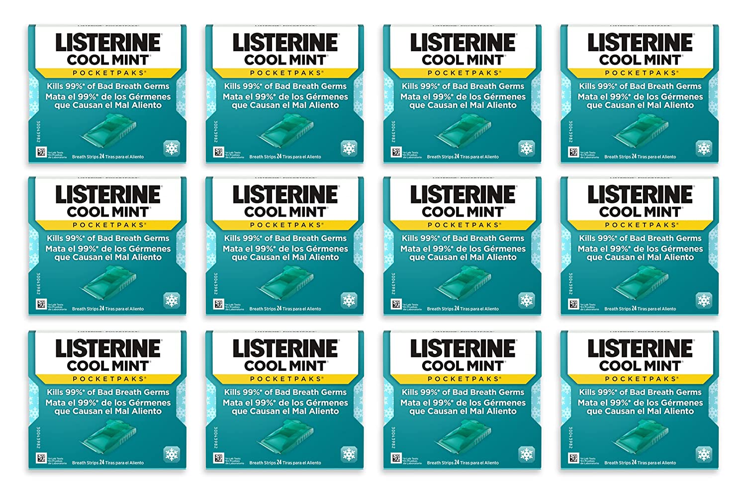 Listerine Cool Mint Pocketpaks Breath Strips, Oral Dissolving Breath Freshener Strips Kill 99% of Ge