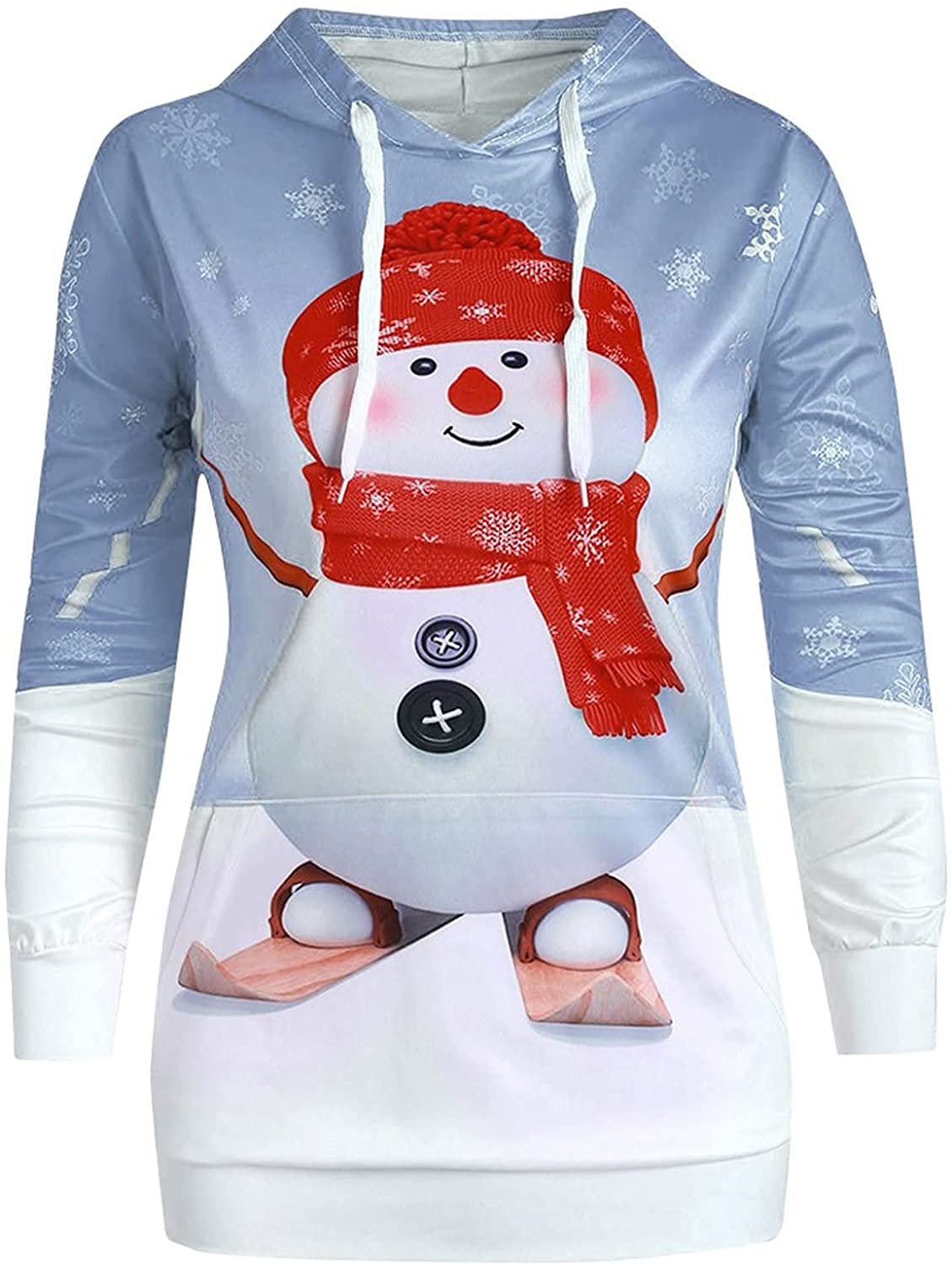 Going Out Tops for Women, Christmas Long Sleeve Hoodies 3D Graphic Print Sweatshirt Fall Clothes Cas