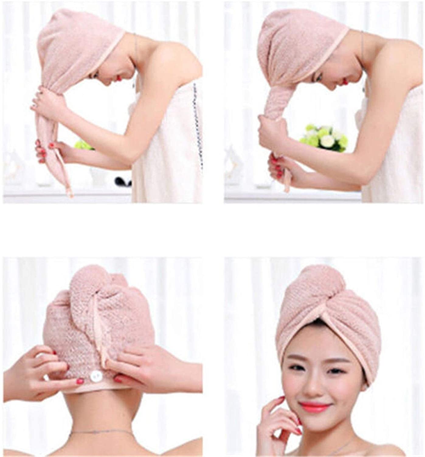 whbage Dry Hair Towel 3 Colors Magic Hair Drying Towel Hat Microfibre Quick Dry Turban for Bath Show