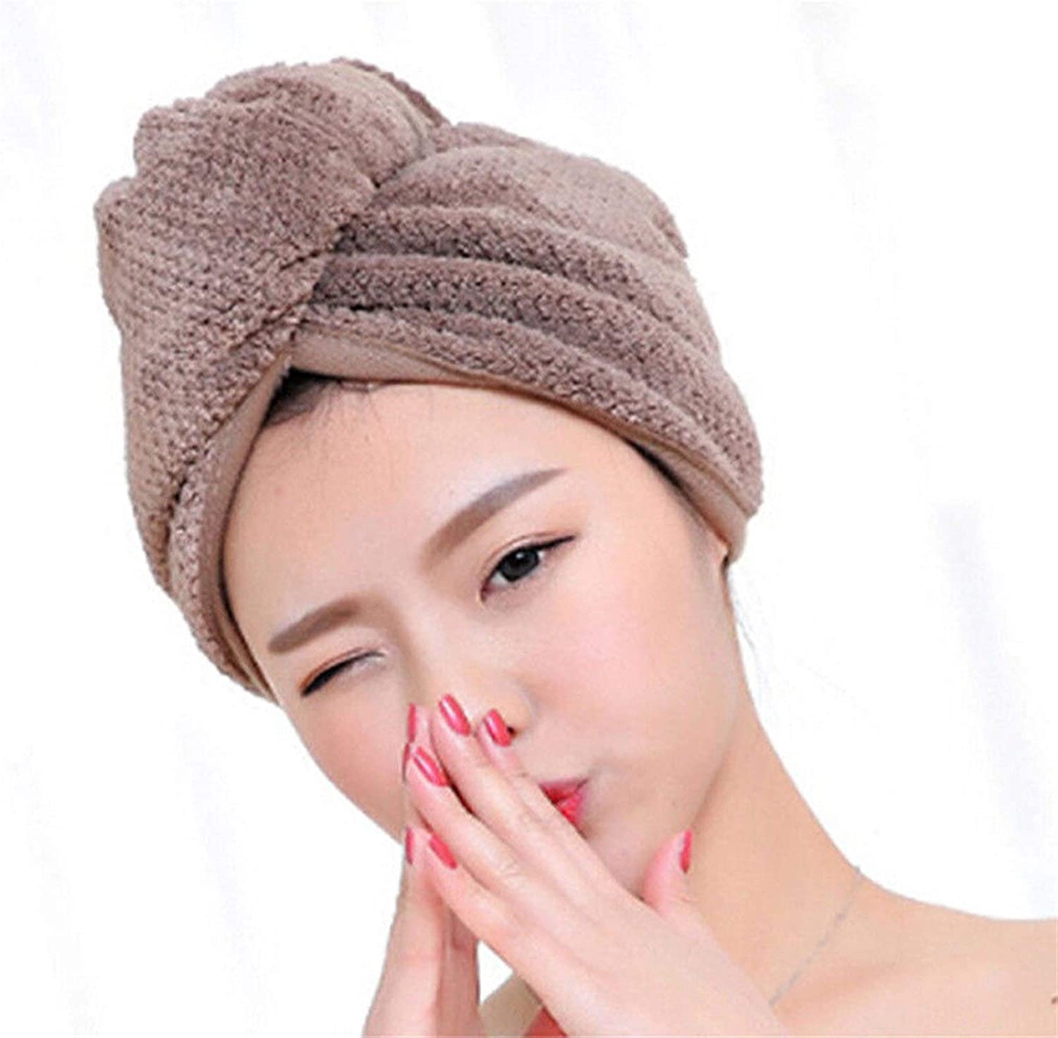 whbage Dry Hair Towel 3 Colors Magic Hair Drying Towel Hat Microfibre Quick Dry Turban for Bath Show