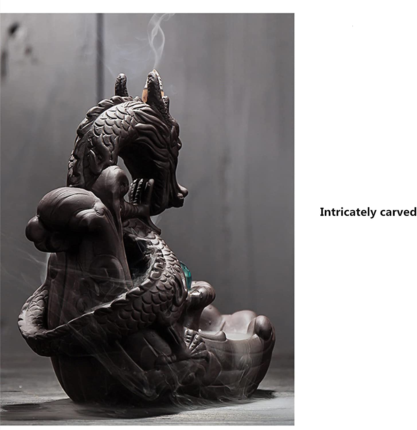 NBLL Home Dragon Backflow Incense Burner，Handmade Ceramic Incense Burner，Aromatherapy Ornament