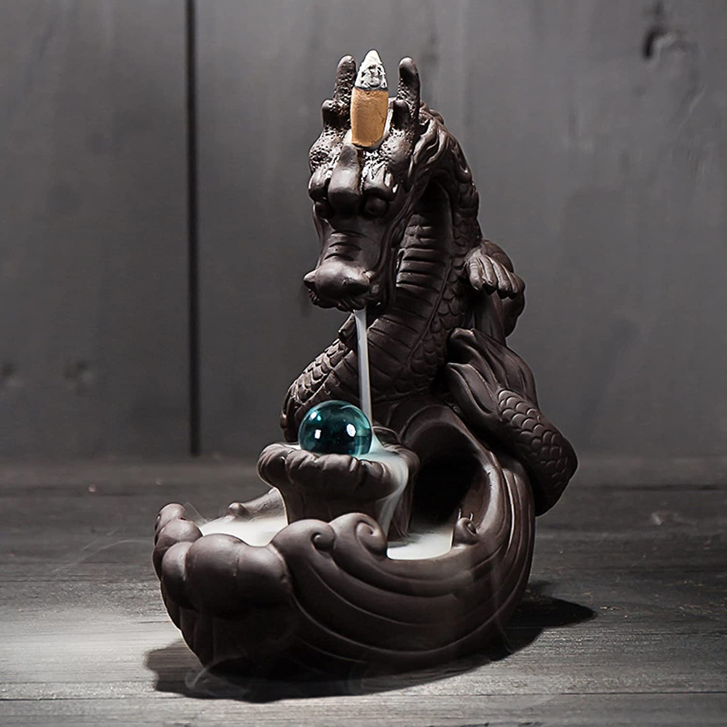 NBLL Home Dragon Backflow Incense Burner，Handmade Ceramic Incense Burner，Aromatherapy Ornament