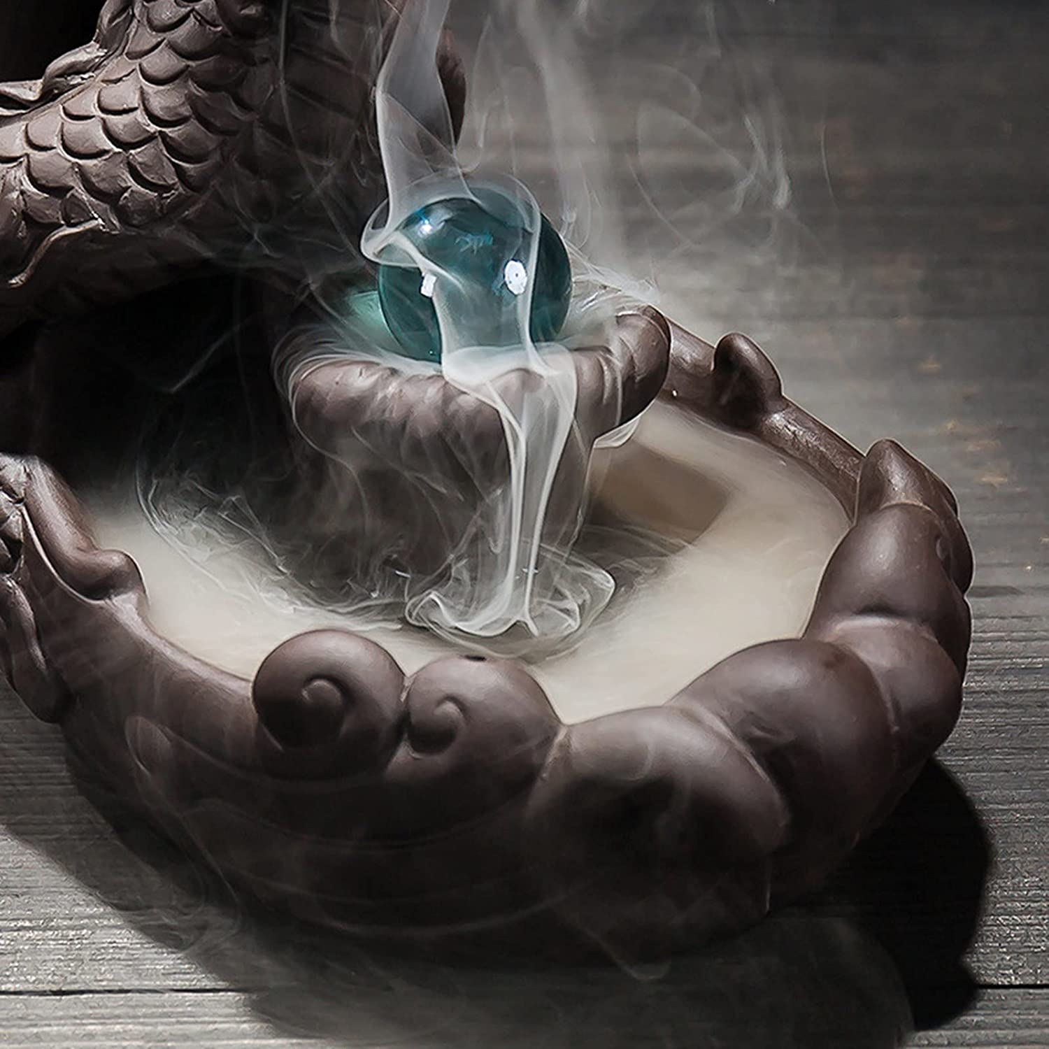 NBLL Home Dragon Backflow Incense Burner，Handmade Ceramic Incense Burner，Aromatherapy Ornament
