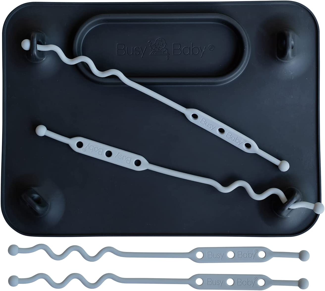 Busy Baby Silicone Placemat As Seen on Shark Tank with Suction Cups and Toy Tethers for Babies Toddl