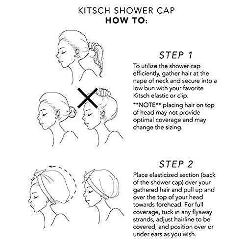Kitsch Luxury Shower Cap for Women - Waterproof, Reusable Shower Cap for Long Hair, Fashionable Show