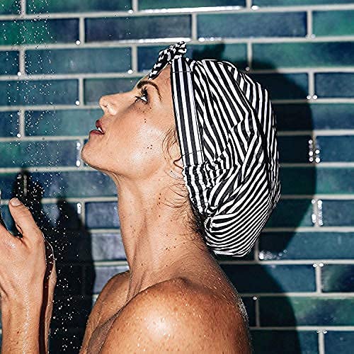 Kitsch Luxury Shower Cap for Women - Waterproof, Reusable Shower Cap for Long Hair, Fashionable Show