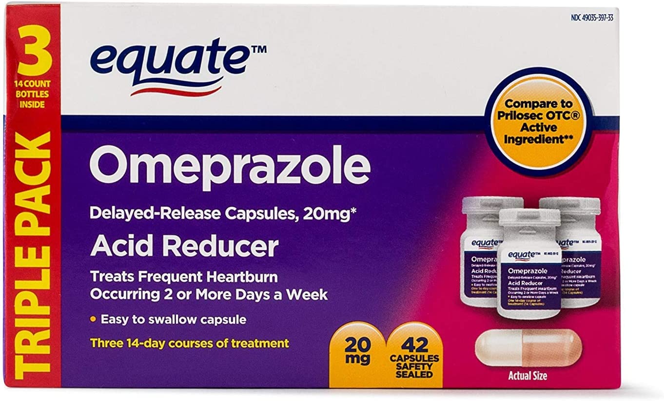 Equate - Omeprazole Magnesium 20.6 mg, Acid Reducer, Delayed Release, 42 Capsules (1)