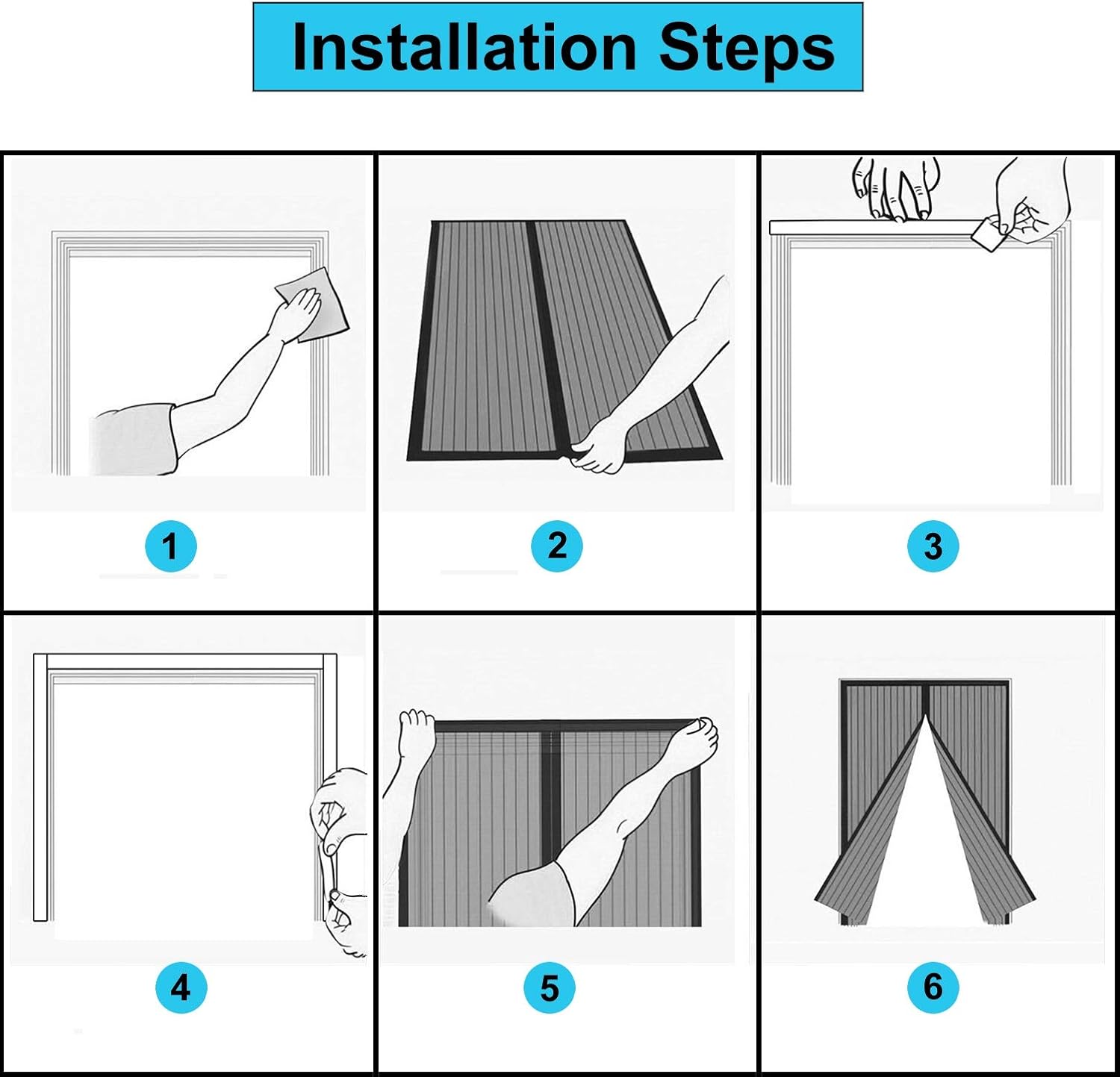 GOUER Mosquito Door Screen, 180x210cm Mosquito Bug Protection Insect Mosquito Door Screen Auto Close