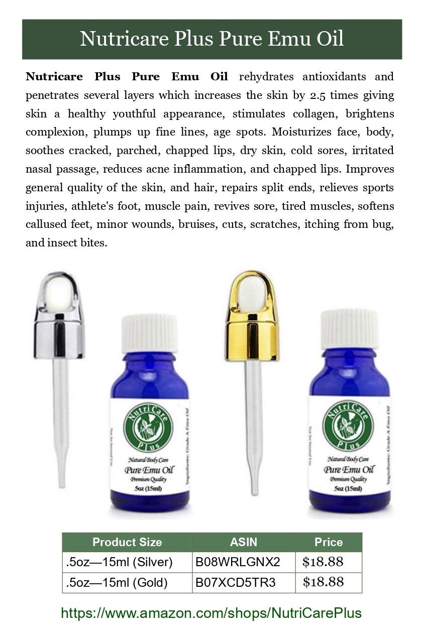 Nutricare Plus Pure Emu Oil, AEA Certified, Piercing Care, Piercing Solution, Fights Infection, Stre