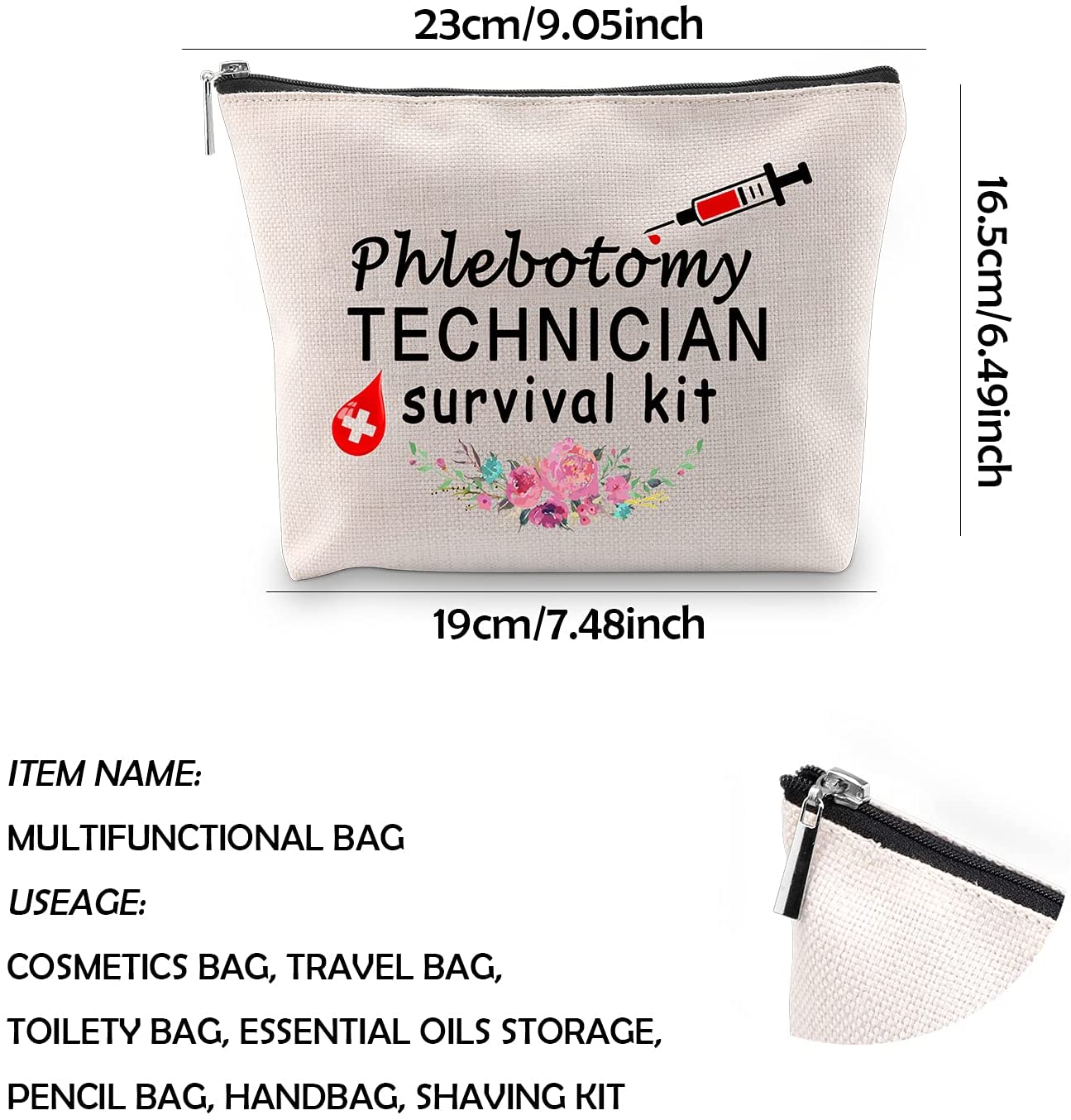 WCGXKO Phlebotomy Technician Survival Kit Zipper Pouch Makeup Bag for Phlebotomy Technician Nurse Gr