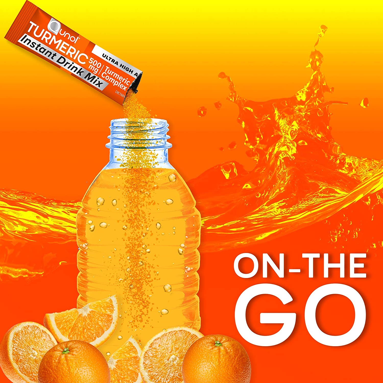 Qunol Turmeric Curcumin, Turmeric Powder, Instant Drink Mix Packets, Orange, Ultra Absorption, 500mg