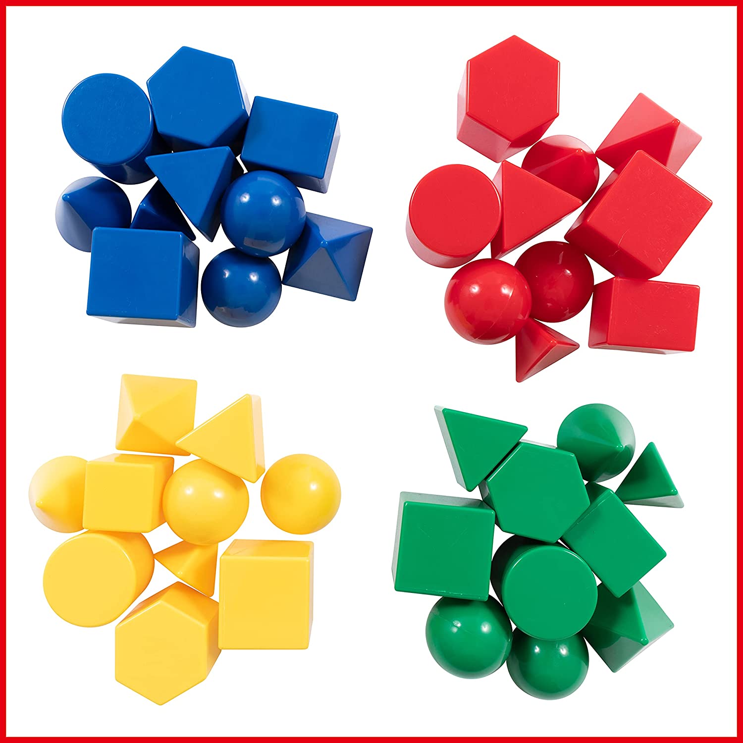 edxeducation Mini Geometric Solids - Set of 40 - 3D Shapes for Math & Geometry - Multicolored Math M