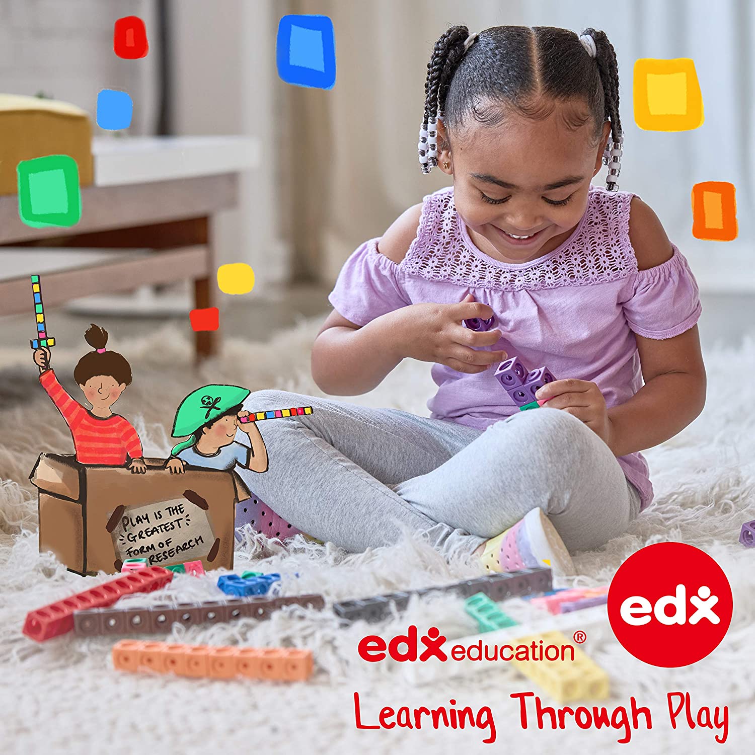 edxeducation Mini Geometric Solids - Set of 40 - 3D Shapes for Math & Geometry - Multicolored Math M