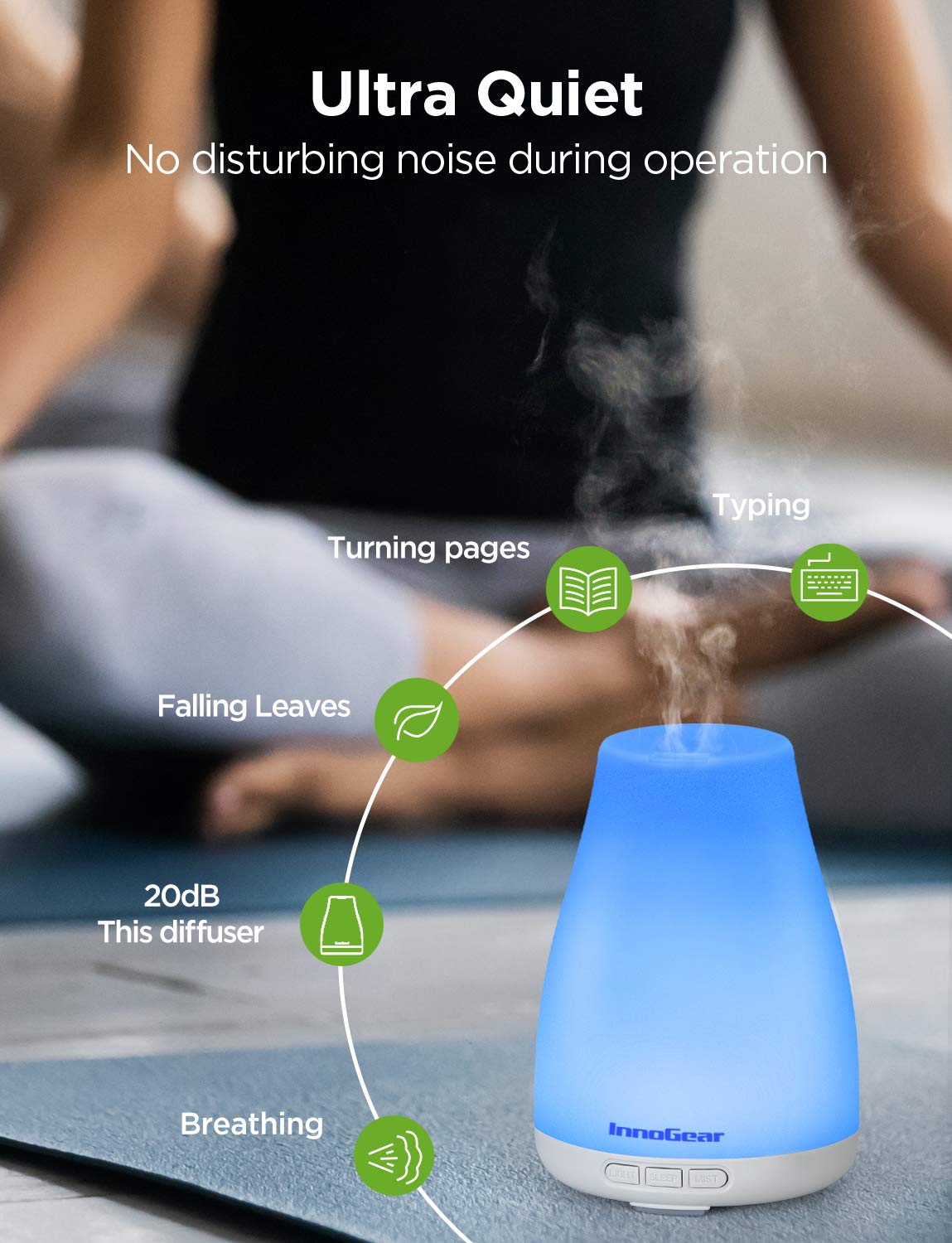 InnoGear Oil Diffuser, Super Quiet Essential Oil Diffuser Aromatherapy Diffuser Ultrasonic Humidifie