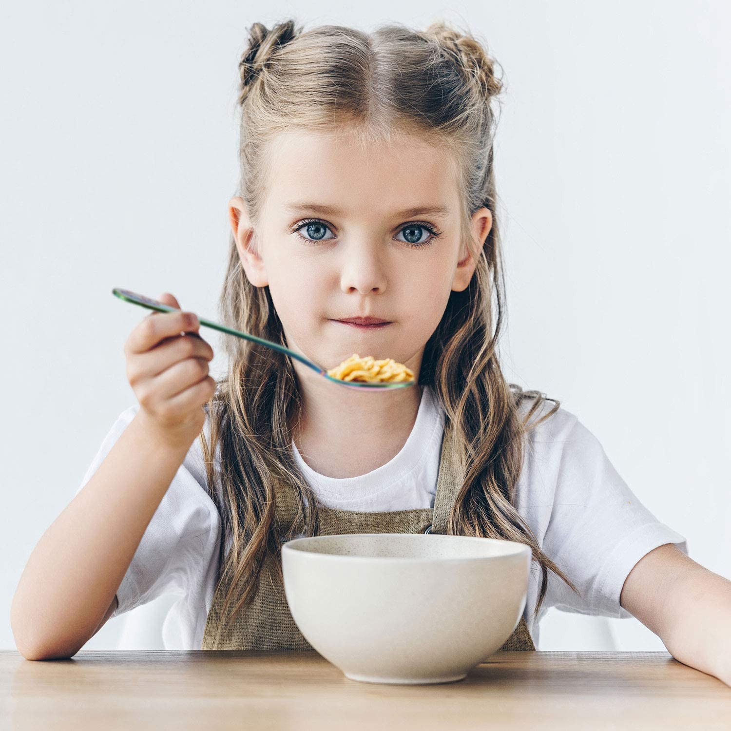 Boao 6 Pieces Rainbow Kids Spoons Stainless Steel Rainbow Kids Cutlery Kids Silverware Kids Utensil