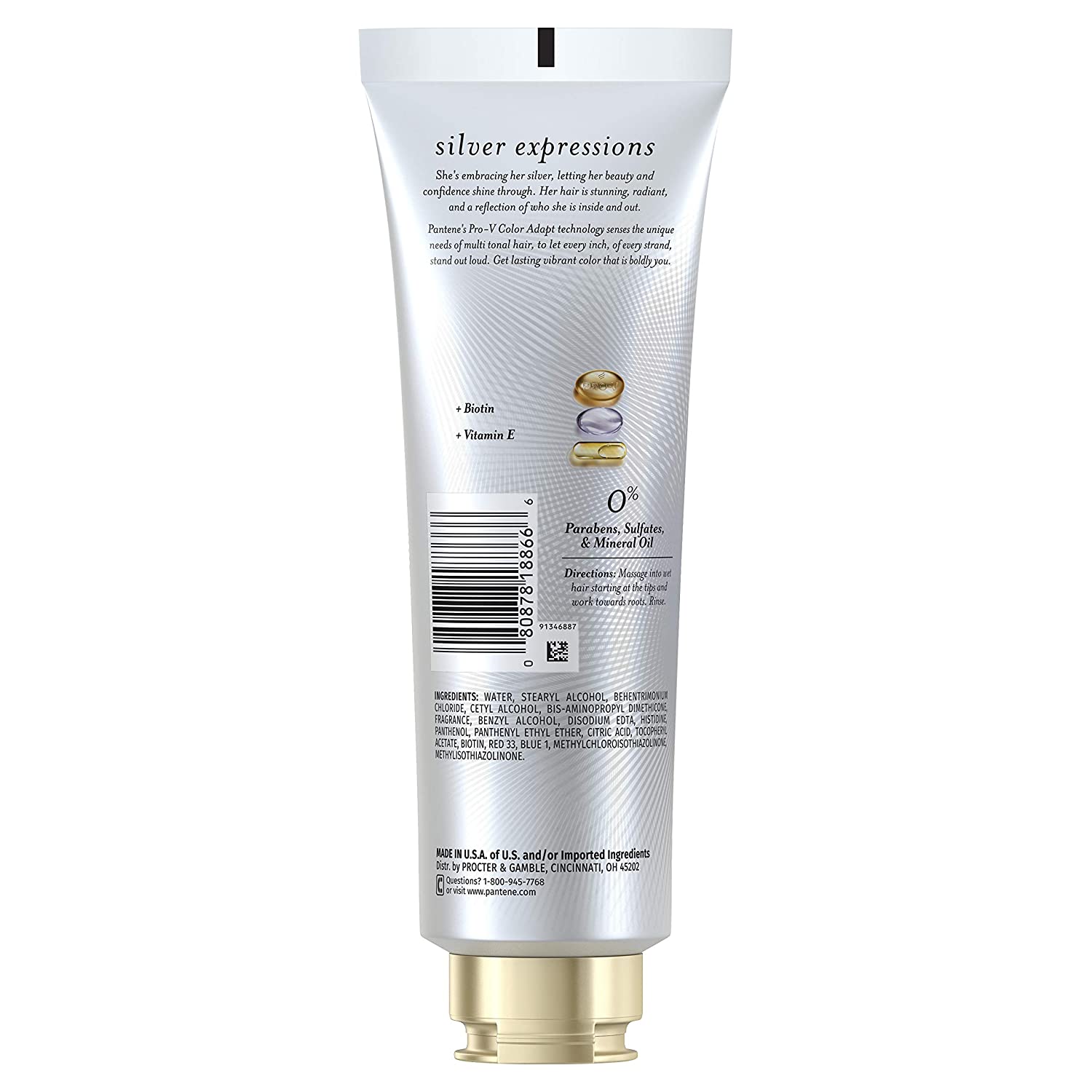 Pantene Silver Expressions Moisturizing Sulfate Free Conditioner, for Gray/SilverWhite Dyed and Colo