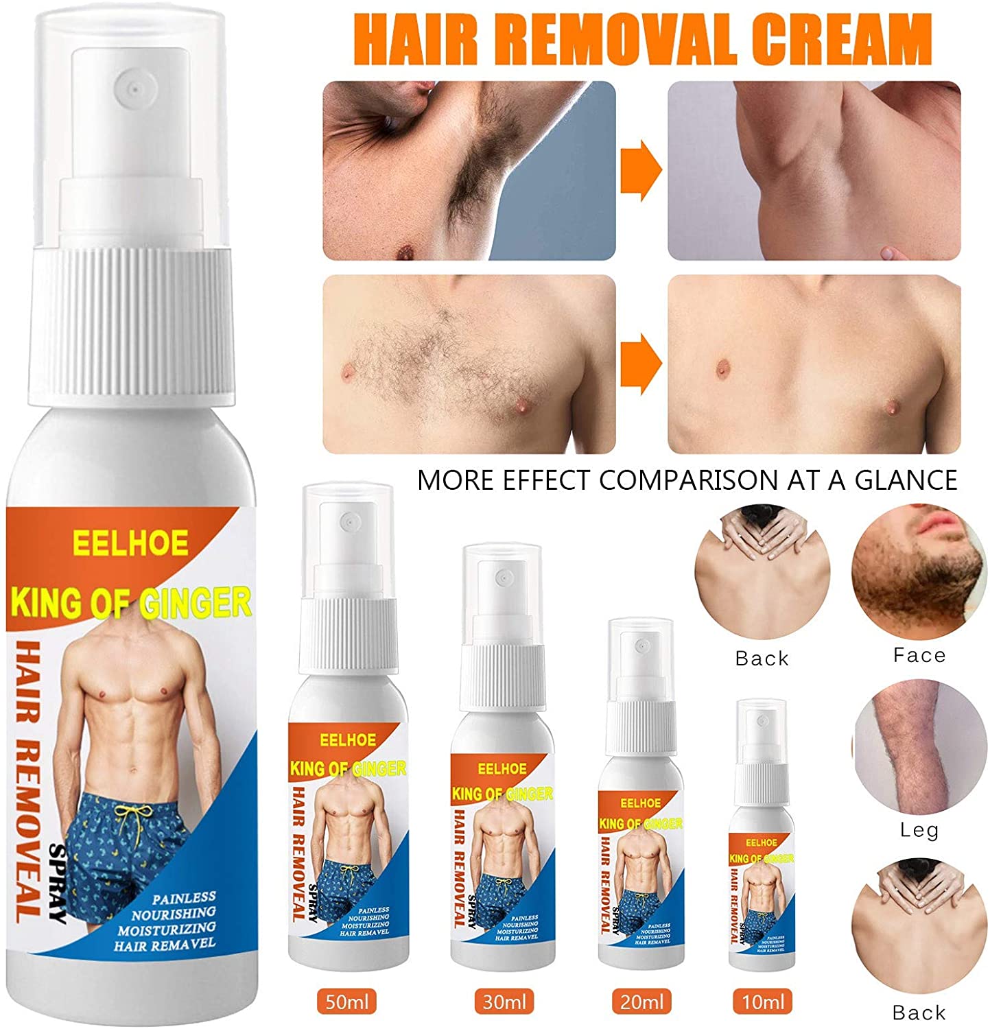 Simayixxch Natural Permanent Hair Removal Spray Inhibitor Stops Growth 50ml Smooth Warm Solidificati