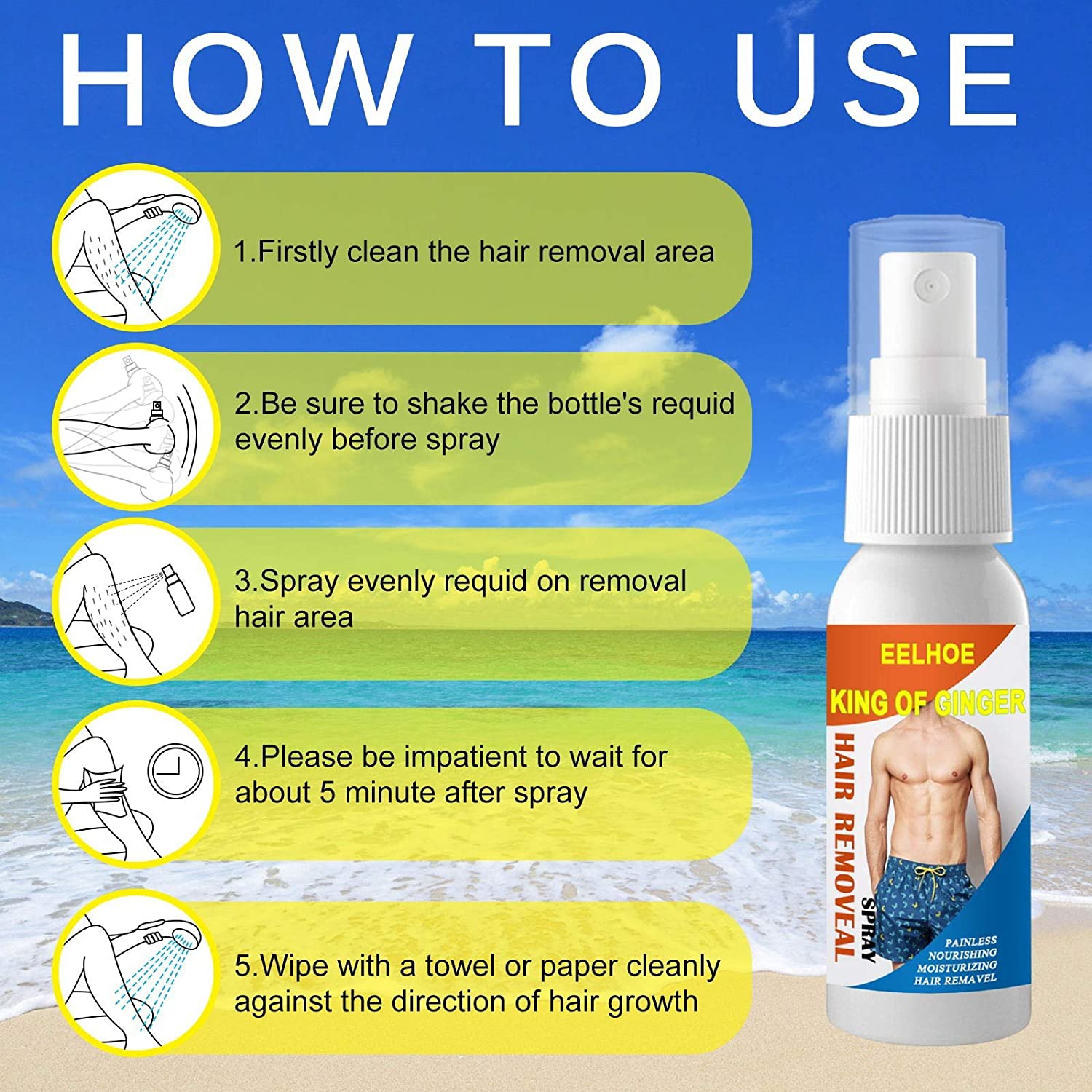 Simayixxch Natural Permanent Hair Removal Spray Inhibitor Stops Growth 50ml Smooth Warm Solidificati