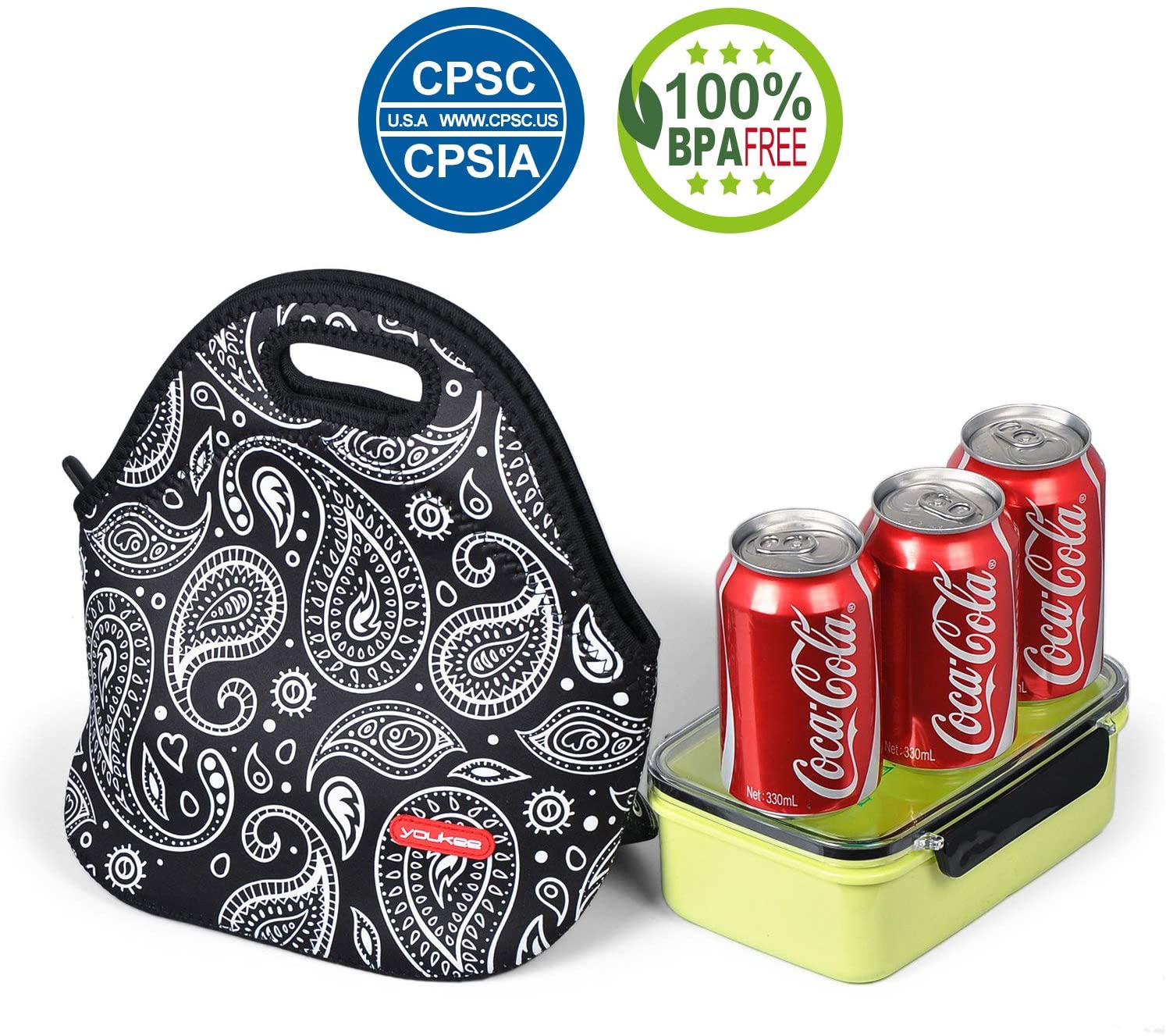 Paisley Lunch Bags for Women Kids Girls, Thick and Reusable Lunch Tote Box for Adult for Work Outdoo