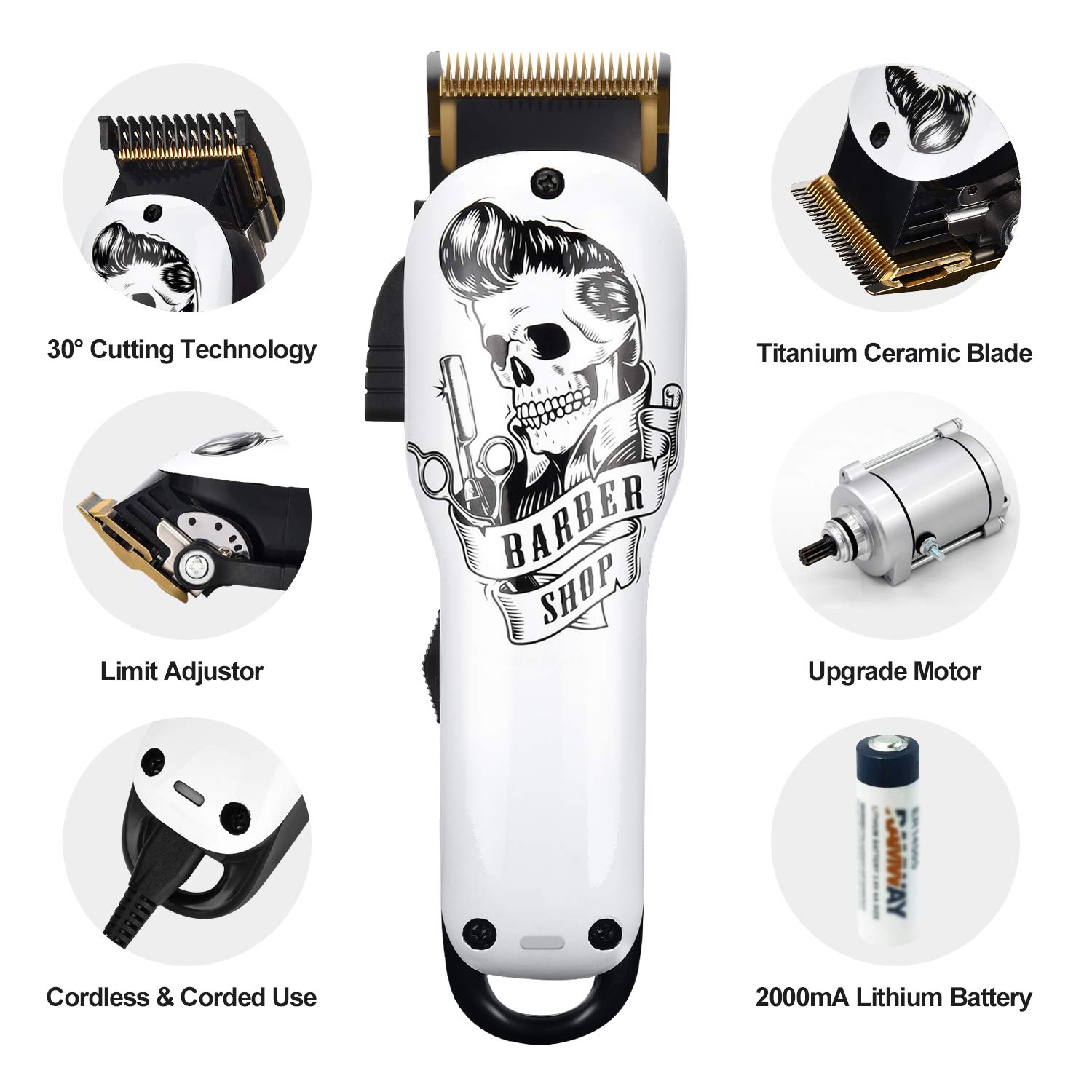 Cosyonall Electric Hair Clippers for Men, Professional Cordless Clippers for Hair Cutting Beard Trim