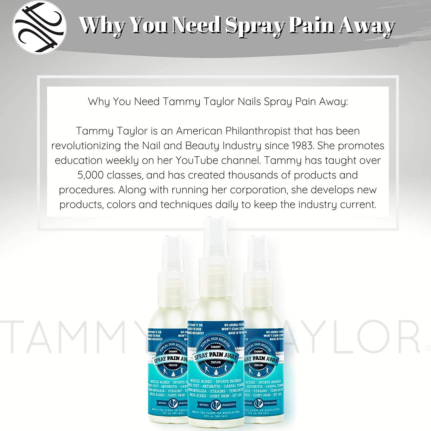 Tammy Taylor Spray Pain Away Anxiety, Stress, Headache Relief Helps