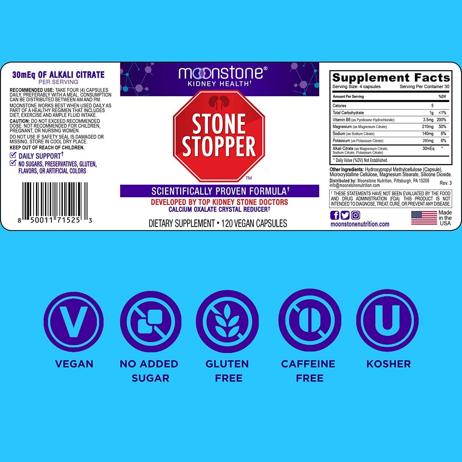Kidney Stone Stopper Capsules Kidney Cleanse & Support for Stones