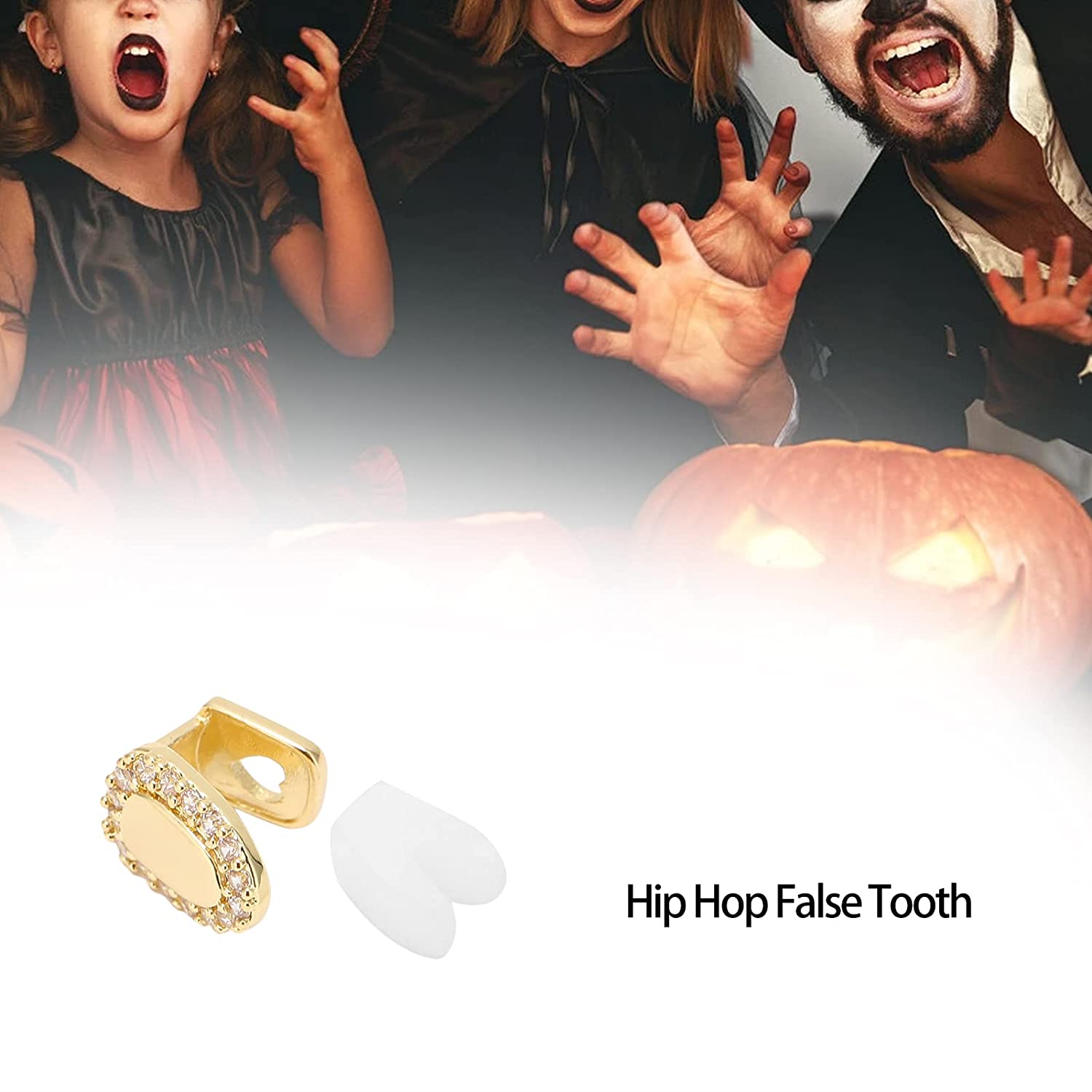 Shining Single Hip Hop False Tooth, Removable Mouth Teeth, Halloween Festival Hip Hop Tooth Decorati