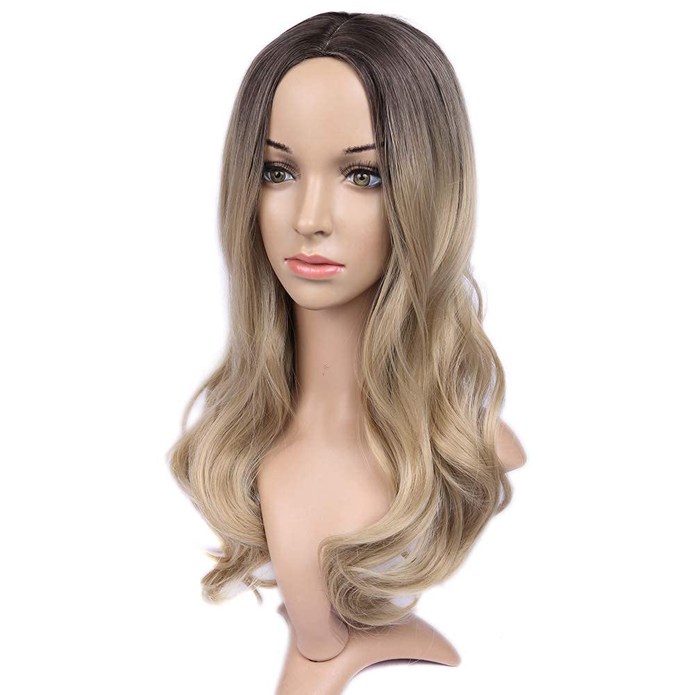 Lady Miranda Ombre Wig Brown To Blonde High Density Heat Resistant Synthetic Hair Weave Full Wigs Fo