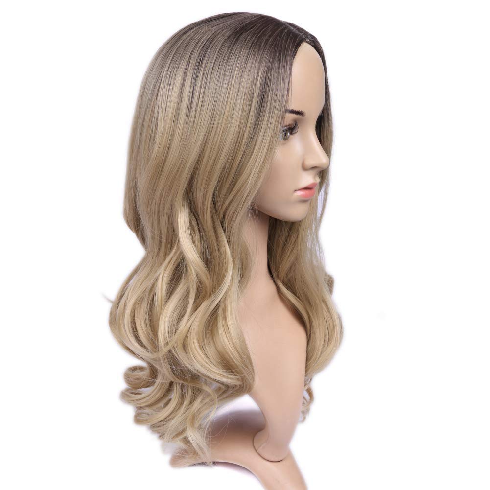 Lady Miranda Ombre Wig Brown To Blonde High Density Heat Resistant Synthetic Hair Weave Full Wigs Fo