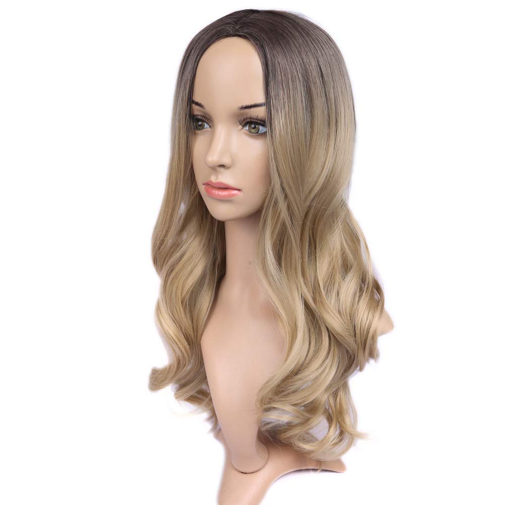 Lady Miranda Ombre Wig Brown To Blonde High Density Heat Resistant Synthetic Hair Weave Full Wigs Fo