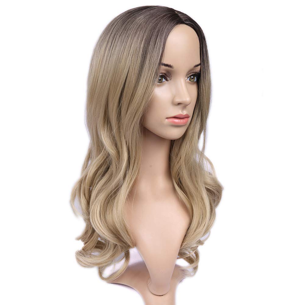Lady Miranda Ombre Wig Brown To Blonde High Density Heat Resistant Synthetic Hair Weave Full Wigs Fo