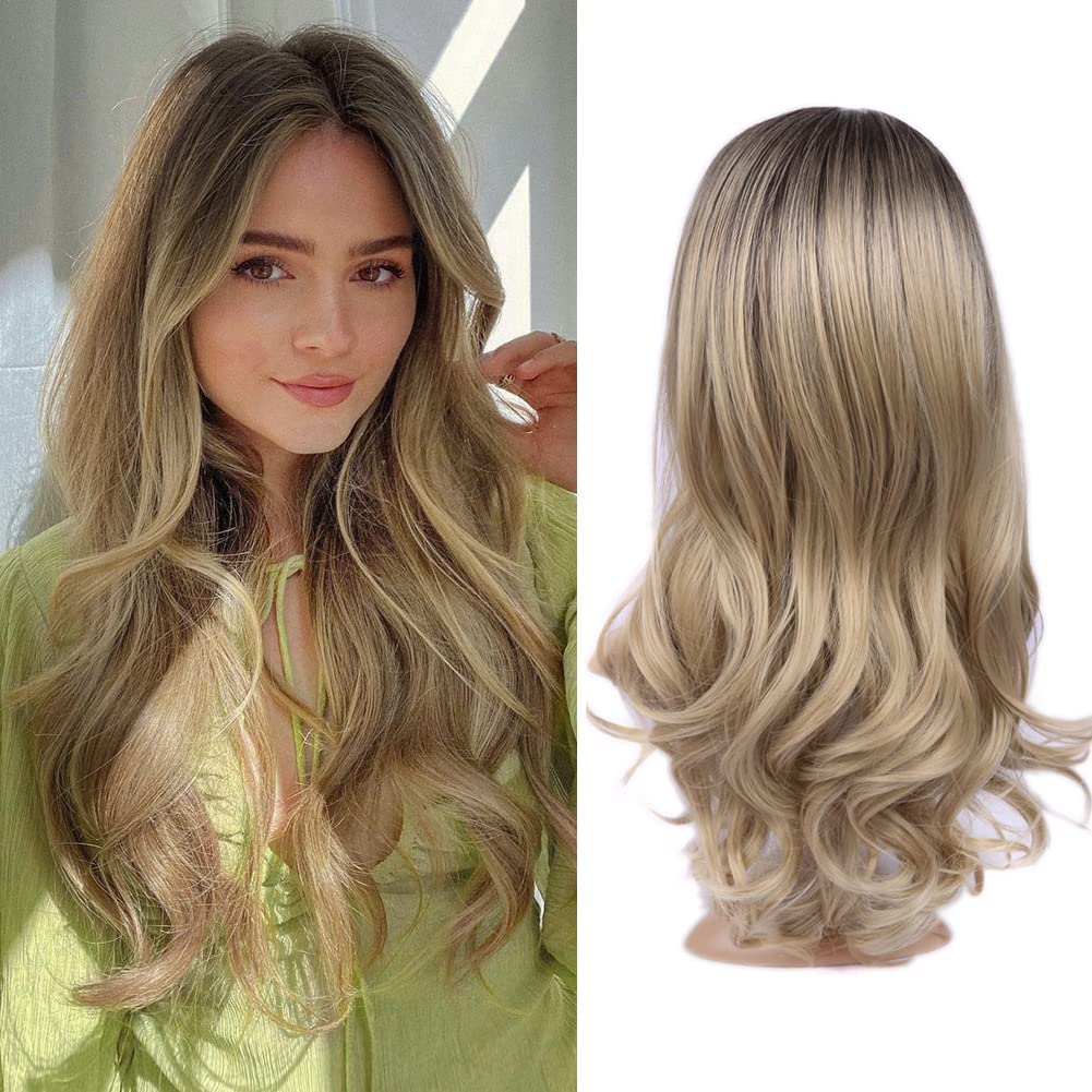 Lady Miranda Ombre Wig Brown To Blonde High Density Heat Resistant Synthetic Hair Weave Full Wigs Fo