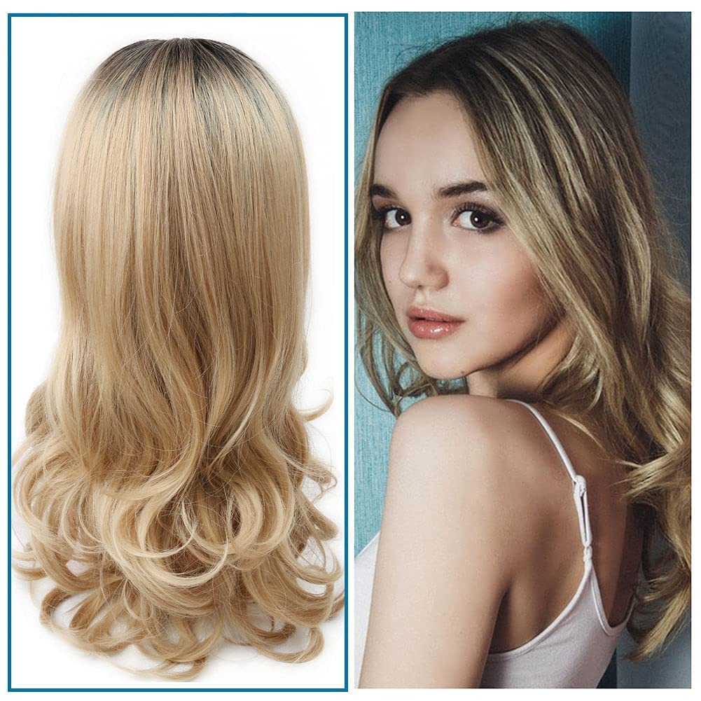 Lady Miranda Ombre Wig Brown To Blonde High Density Heat Resistant Synthetic Hair Weave Full Wigs Fo